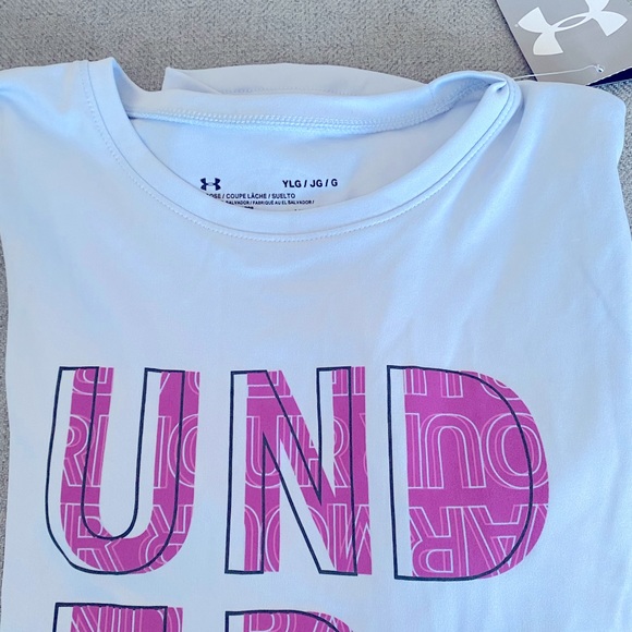 💙UNDER ARMOUR 💙baby blue junior girls T-shirt in Youth Large. Fits Women’s XS. - Picture 4 of 8